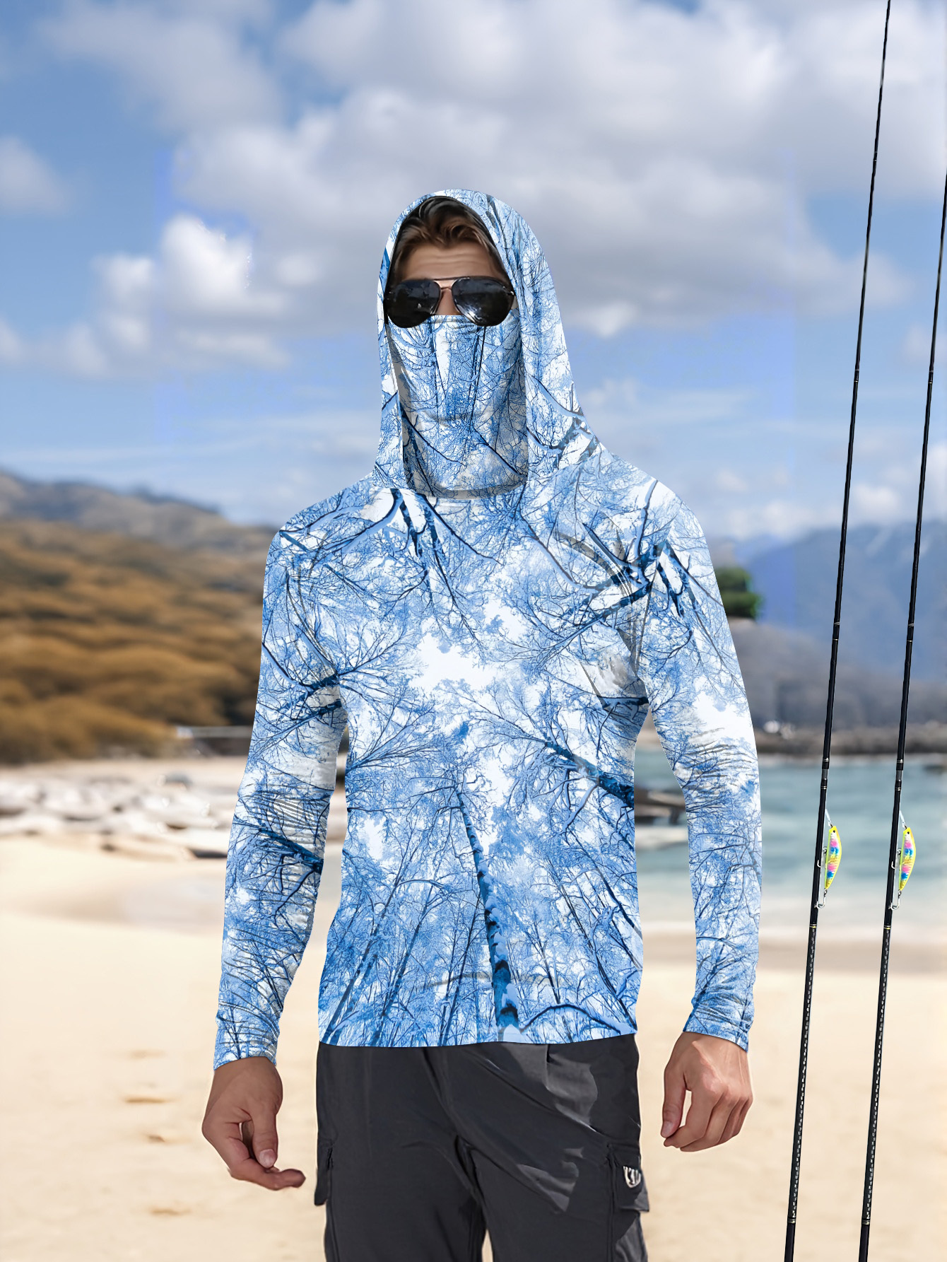 Fishing Hoodie - Fishing hooded sweatshirt men's long-sleeved sun