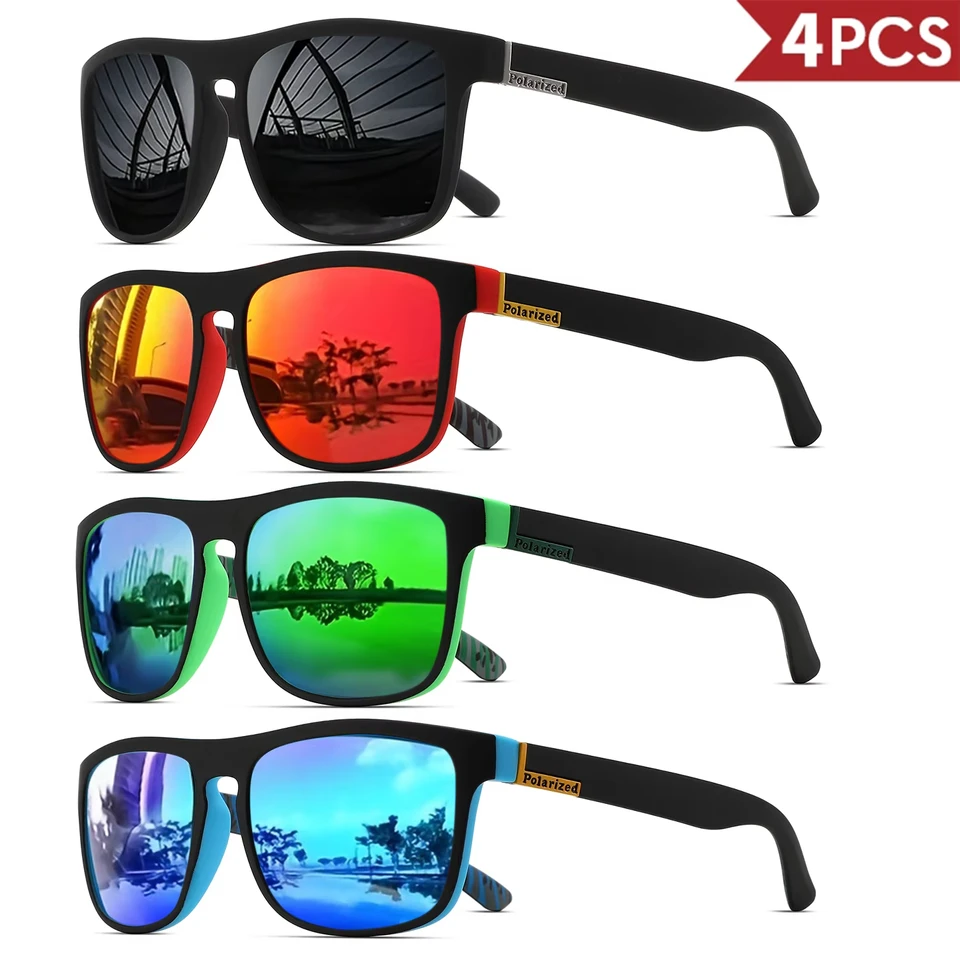 1-4PCS Men Classical Square Po - Fishing Sunglasses Polarized 评论和价格
