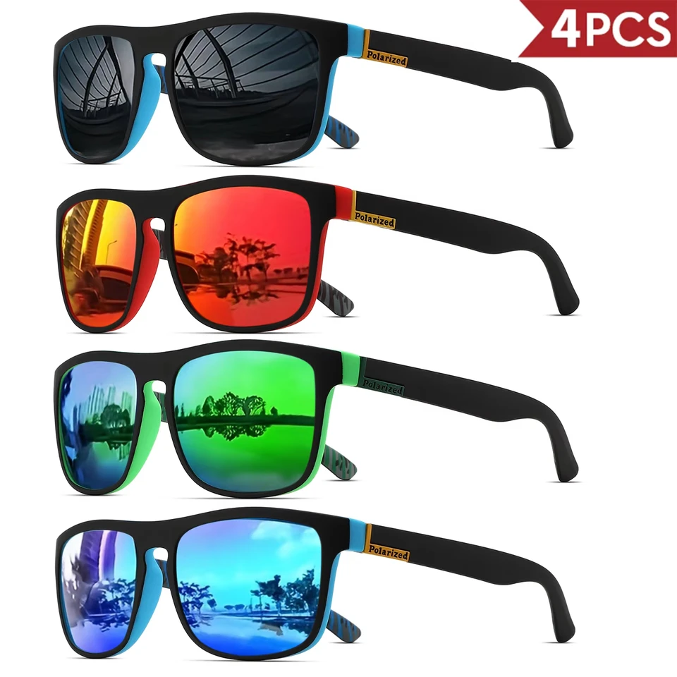 1-4PCS Men Classical Square Po - Fishing Sunglasses Polarized 评论和价格