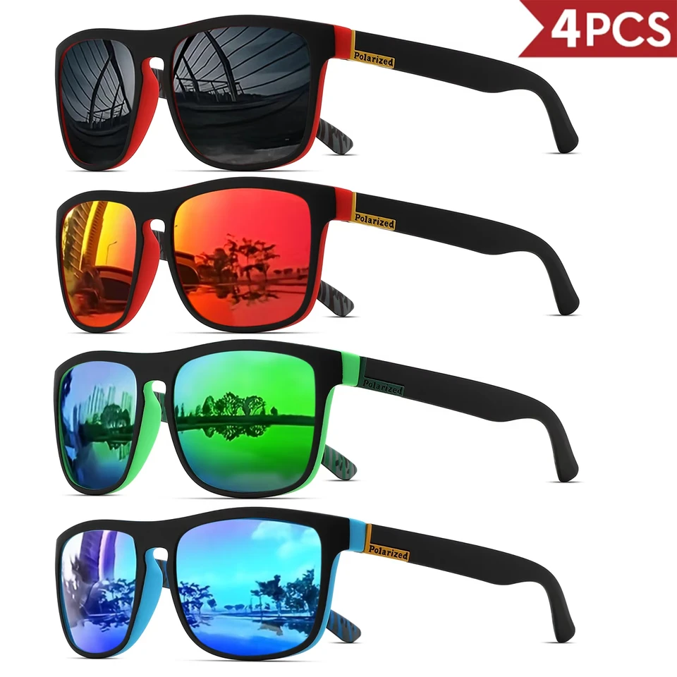 1-4PCS Men Classical Square Po - Fishing Sunglasses Polarized 评论和价格