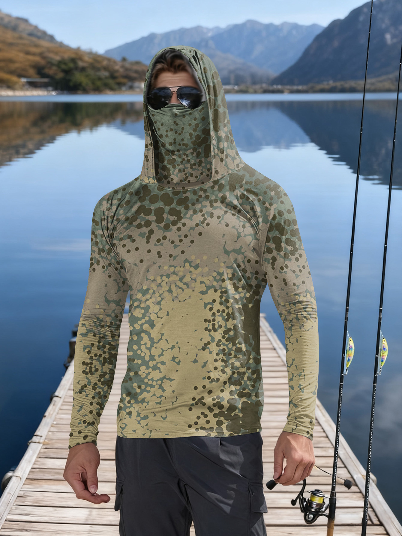 Men's Fishing Hooded Long-Slee - Fishing Shirt Uv Protection 评论和价格