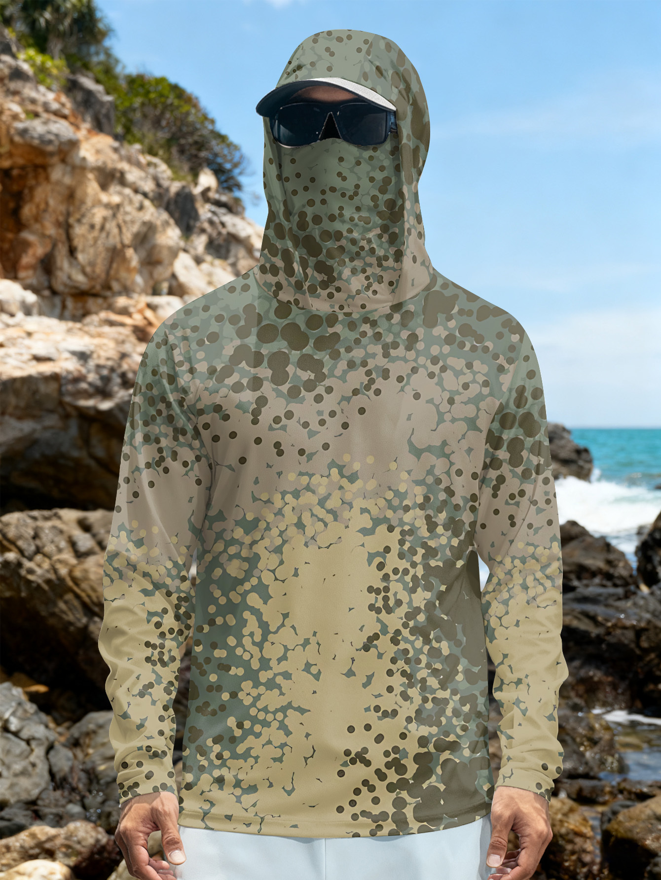 Men's Fishing Hooded Long-Slee - Fishing Shirt Uv Protection 评论和价格