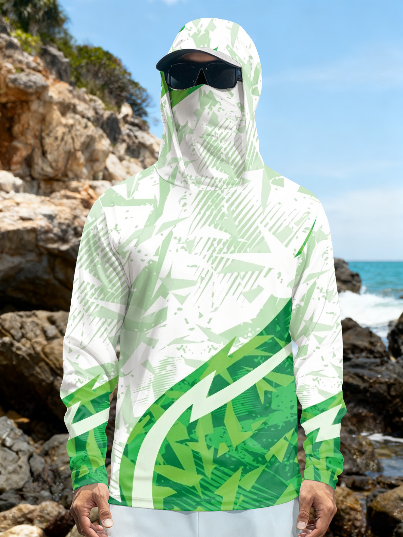 Men's Fishing Hooded Long-Slee - Fishing Shirt Uv Protection 评论和价格