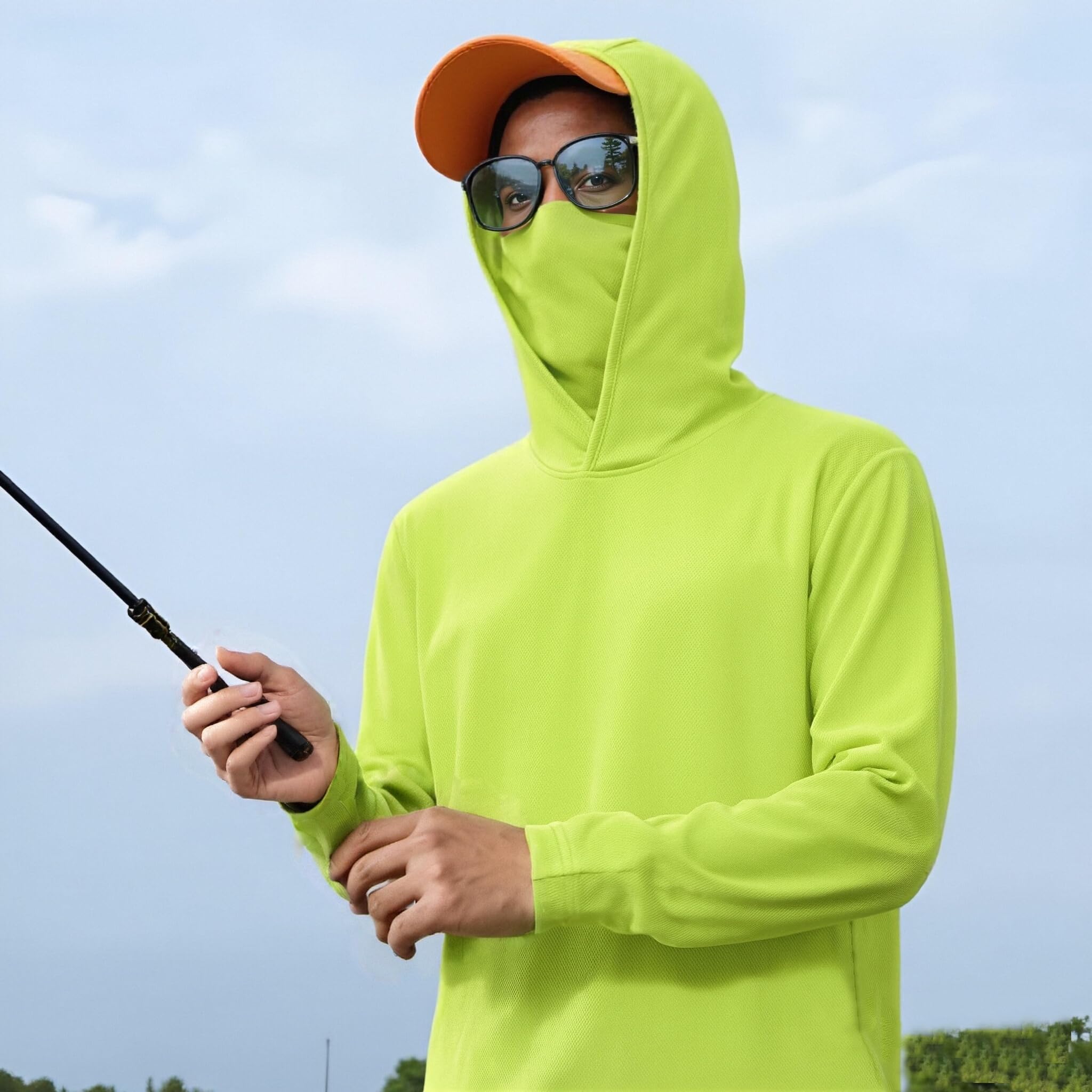 4 Pack Men's Running Hoodie wi - Fishing Mask Sun Protection 评论和价格