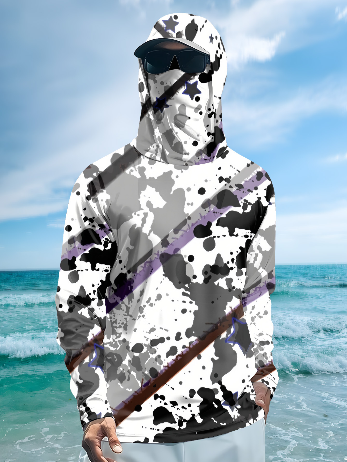 Men Hood Fishing Shirt long sl - Fishing Shirt Uv Protection 评论和价格