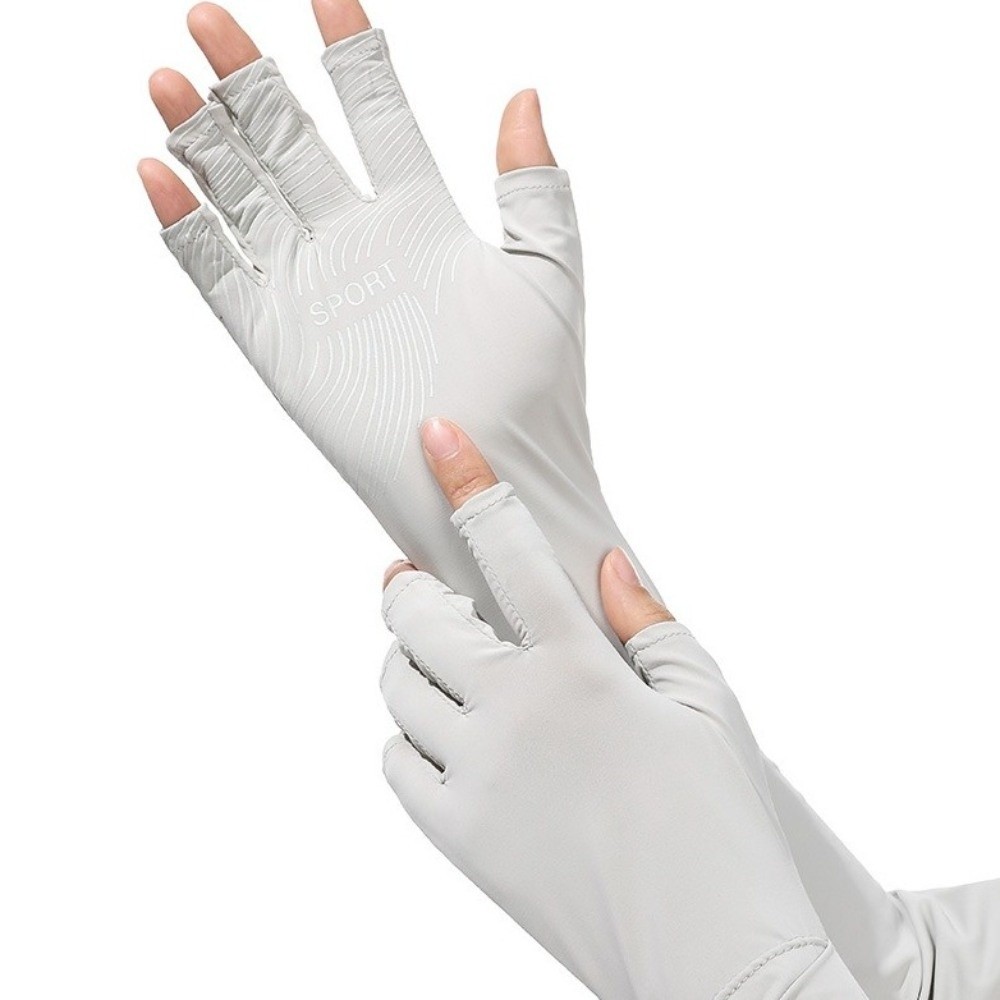 Fashion Solid Color Long Sleev - Fishing Gloves 评论和价格