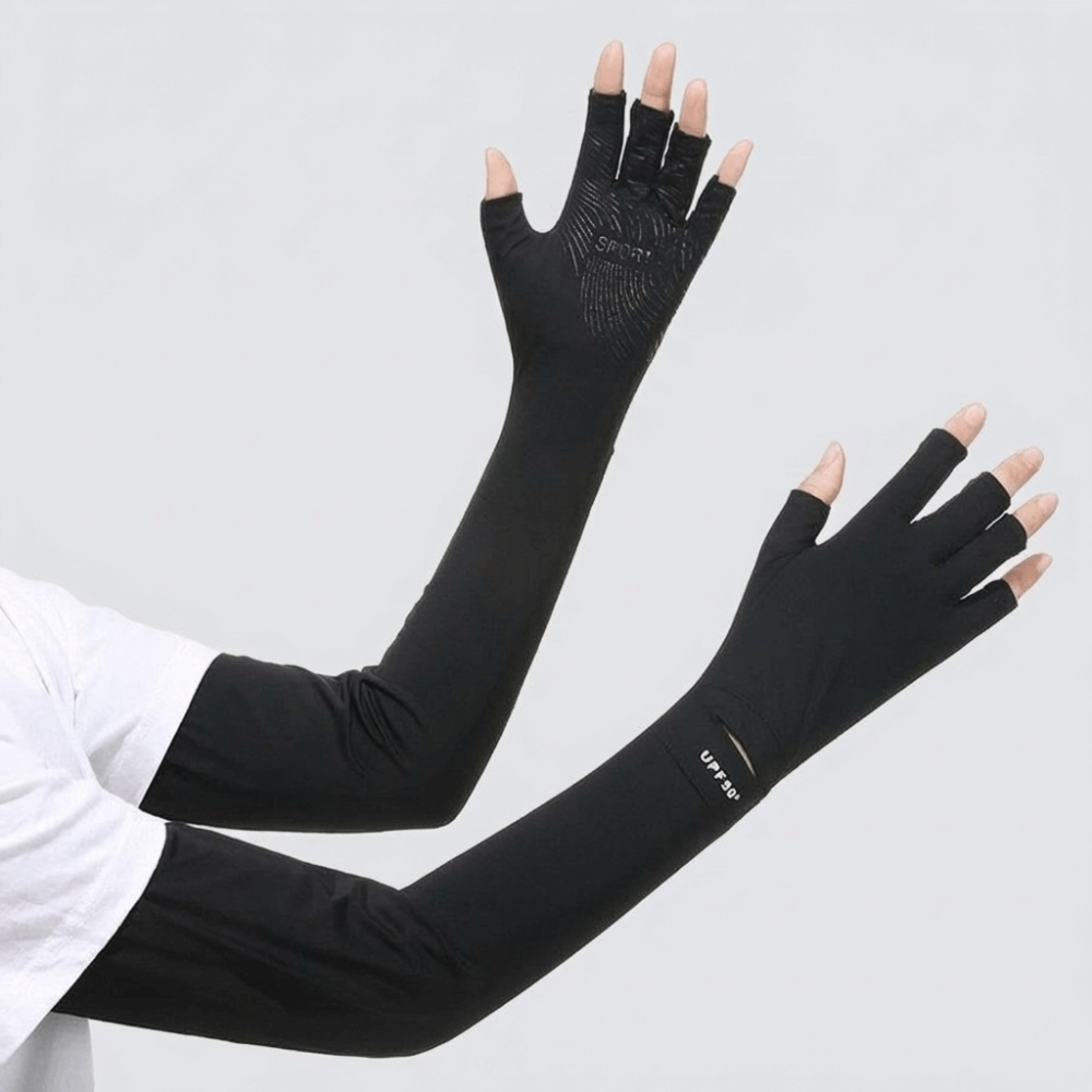 Fashion Solid Color Long Sleev - Fishing Gloves 评论和价格